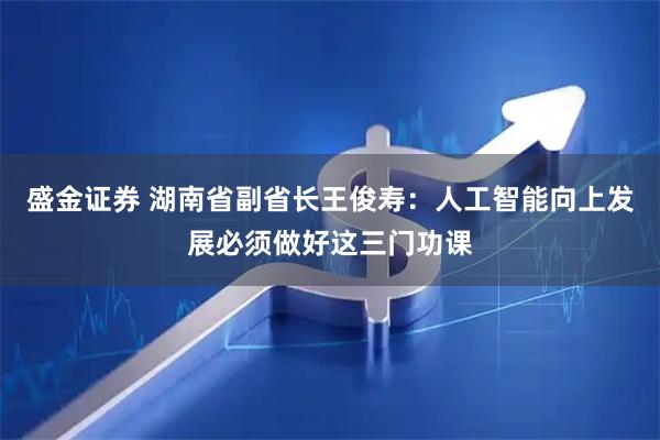 盛金证券 湖南省副省长王俊寿：人工智能向上发展必须做好这三门功课