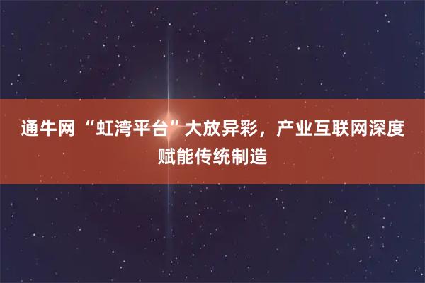 通牛网 “虹湾平台”大放异彩,产业互联网深度赋能传统制造