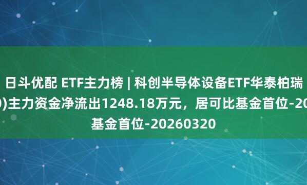 日斗优配 ETF主力榜 | 科创半导体设备ETF华泰柏瑞(588710)主力资金净流出1248.18万元，居可比基金首位-20260320