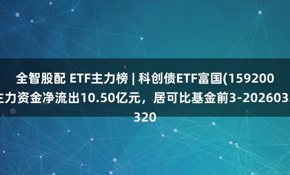 全智股配 ETF主力榜 | 科创债ETF富国(159200)主力资金净流出10.50亿元，居可比基金前3-20260320