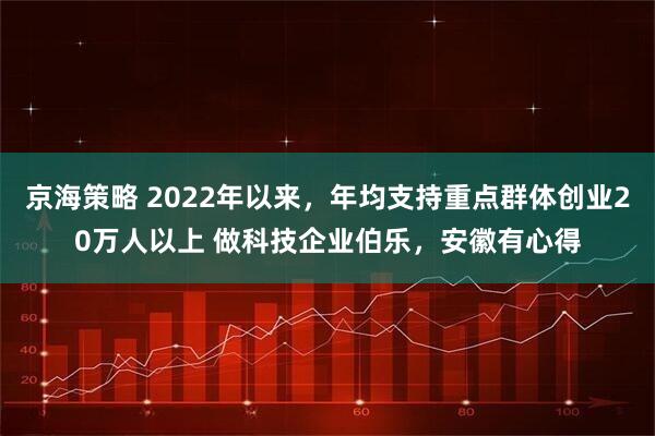 京海策略 2022年以来，年均支持重点群体创业20万人以上 做科技企业伯乐，安徽有心得